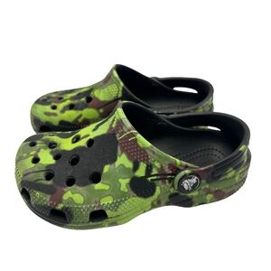 Crocs Toddler Kids Green Brown Black Camo Classic Clogs Size 12
